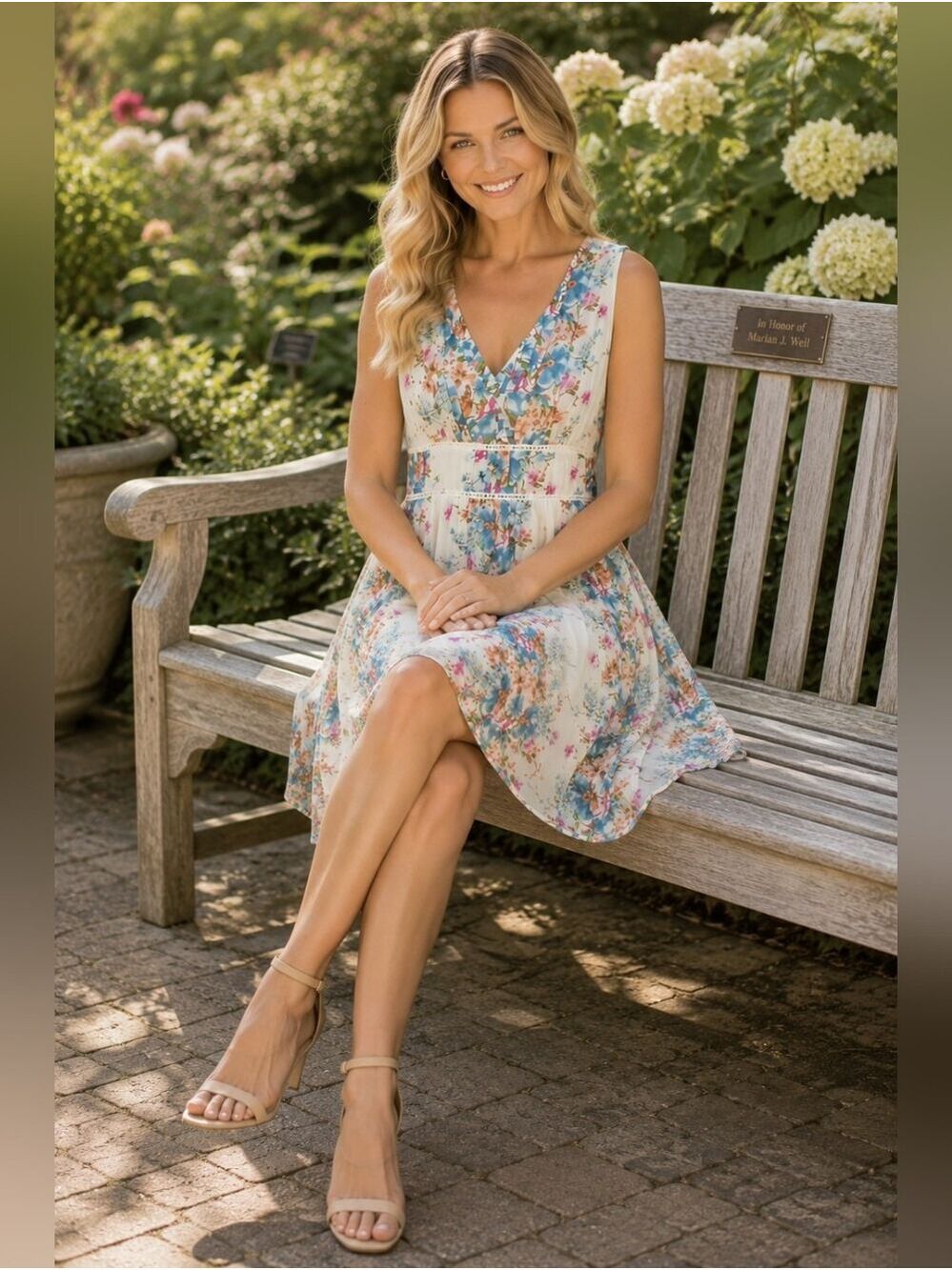 entro Floral Babydoll Dress L Cottagecore Garden Party Spring Romance